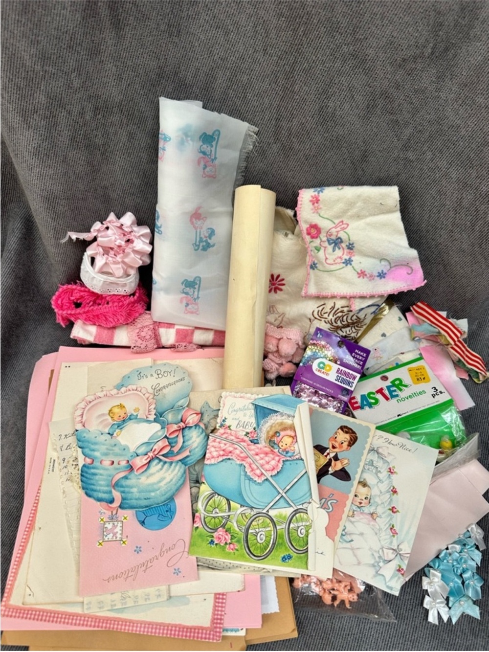 Vintage euphemia fabric lot baby girl junk journal kit huge lot